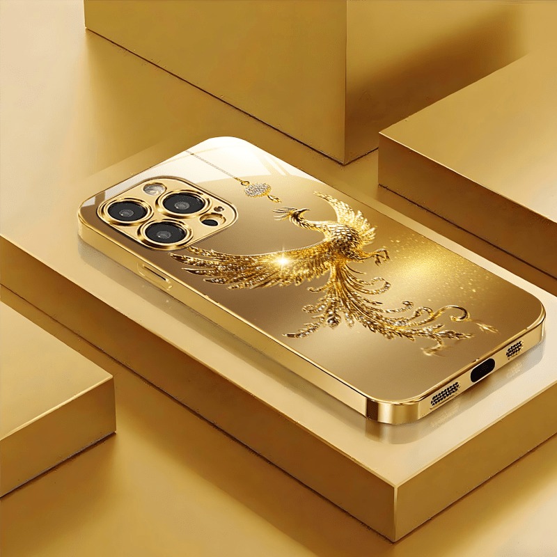 Phone Accessories Wholesale - Diamond Golden Phoenix Pattern Gold Metallic