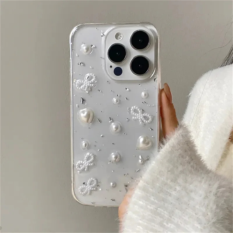 3D Pearl Bowknot Silver Foil P - Phone Accessories Wholesale In China review and price